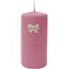 Cereria Di Giorgio - Candela Cero Rosa Polvere Decorata con Fiocchi Di Cera - Diametro 7 cm Altezza 15 cm - Durata 85 ore - Spring Collection - Artigianale