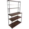 Relaxdays scaffale da Cucina 6 Ripiani con Piano di Lavoro, Aperto, Marrone/Nero, 167x100x40 cm