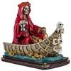 DRW Figura Santa Morte rossa seduta su Barca in Resina dipinta a mano 24x10x21 cm