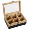 Kesper® | Scatola da tè Materiale: bambù certificato FSC® - 6 scomparti - con finestra e chiusura retrò - Scatola da tè per conservazione, dimensioni: 21,5 x 15 x 8,5 cm - senza tè, colore: nero