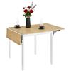 Relaxdays Tavolo da Pranzo Pieghevole 2-4 Persone, salvaspazio, MDF e Metallo, Naturale/Bianco 76x120x78 cm