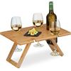 Relaxdays Tavolino Pieghevole, Vassoio per Letto e Picnic, Gambe Richiudibili, bambù, Vino, HLP: 20x40x30 cm, Naturale