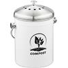 Relaxdays Pattumiera da Cucina per Umido, Cestino Organico da 5 L, Secchio Rifiuti Compost, Filtro Odori, Acciaio Inox
