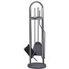 Relaxdays Set da 5 Accessori Moderni da Camino, HxD: 68,5x20 cm, Paletta, Scopino, Pinza, Attizzatoio e Supporto, Grigio