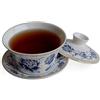 YXHUPOT Gaiwan Tazza da tè 300 ml, blu e bianco, Sancai con peonia | Set con piattino, tazza da tè Sancai