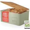 Lumaland Cuisine Cestino per il pane | Scatola per il pane in metallo con coperchio in bambù | Scatola per il pane rettangolare 30,5 x 23,5 x 14 cm | 2in1 Cestino per il pane e tagliere [Verde Menta]