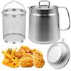 LYHLYA Filtro per friggitrice da 2 l, in acciaio inox 304, con filtro e cestello per friggitrice, contenitore multifunzione per grasso