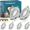 YindaLux 6x Faretti da incasso 230V 5W IP65 2700K, GU10 Faretti led soffitto Nichel, Diametro Foro Ø68-80mm, Faretto led da incasso per cartongesso, cucina, Non dimmerabile