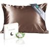 townssilk Federa per cuscino in seta 40 x 80 cm, 100% seta di gelso, 19 mm, certificata Oeko-TEX, classe 6A, con chiusura lampo, 1 pezzo, marrone