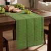 AOOTE Runner da Tavola In Stile Bohémien, 30 x 140cm Lino Runner da Tavola, Stile Rustico, Lavabile, per La Tavola, Festa, Compleanno, Matrimonio, Decorazione, Uso Quotidiano, San Valentino, Verde