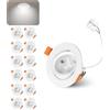 Jaenmsa Faretti LED Soffitto Incasso Cartongesso, Faretti da Incasso 4W Foro Φ 55-65mm 400 Lumen 6000K Luce Fredda, IP44, 30-60° Angolo Regolabile, per Interni e Commerciale, Set di 12