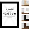 JCNORD Cornice Portafoto in Legno MDF Nero 40x60 cm con Vetro Acrilico Infrangibile | Moderna per Pareti e Tavoli