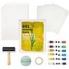 BuzzBright Kit di piastre per stampa in gel, set completo con piastra di gelatina da 12,7 x 17,8 cm, Brayer, carta da stampa e vernice acrilica