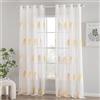 MIULEE Tende per Interni Moderne 2 Pezzi 140x260 CM, Voile Tenda Finestra Interno Salotto, Tenda Trasparente con Ricami a Foglie Bianche e Giallo, Fantasia Tende Camera da Letto Soggiorno Occhielli