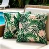 DecorMommt Federe Cuscini Divano 45 x 45 CM Impermeabile Esterno Federe Cuscino Decorativi Foglia di Monstera Copricuscini Divano Fiori Colorata Lino Federe Cuscini Per Soggiorno Giardino Terrazza 2 Pezzi