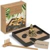 MIJOMA Mini Zen - Set da giardino con statuetta di Buddha, decorazione da tavolo per la consapevolezza e la meditazione, con sabbia, pietre e rastrello, decorazione giapponese per ufficio e casa