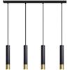 ouglres Lampada a Sospensione 4 Fiamme Oro Nero,Lampadario Moderna Asta Tavolo da Pranzo,Lampada Tavolo da Pranzo In Alluminio a Sospensione,Lampadari in Legno per Isola Cucina,Soggiorno,Gu10