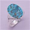 Blu Rame Gemma Pietra Turchese Argento Sterling 925 Argento Artigianale Anello