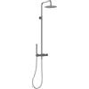 MARWELL Colonna doccia in acciaio inox grigio metallo con rubinetto meccanico, supporto a parete regolabile, doccetta rotonda in ottone, facile da montare, moderno rubinetto doccia, sistema doccia, doccetta