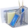 Relaxdays 10022478_55 Organizer da Scrivania con Porta-Foglietti & Porta-Lettere, Metallo, HxLxP: 6x38x30 cm, Argentato
