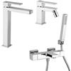 Jacuzzi Set miscelatori lavabo alto bidet e gruppo vasca termostatico Jacuzzi Rubinetteria serie Twinkle