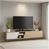 Dmora - Mobile Porta TV Sadalsuud, Credenza da Soggiorno, Armadio Basso per TV, Base Parete attrezzata, 180x36 h48 cm, Quercia e Bianco