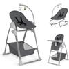 hauck Sit N Relax 3in1, Grigio Scuro - Seggiolone Pappa Evolutivo da 0 Mesi a 15 kg con Sdraietta con Arco Giochi e Seduta con Vassoio Regolabili in Altezza, Ruote, Pieghevole, Cesto Portaoggetti