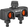 Gardena 08195-80 - Splitter per Tubo da Giardino bidirezionale con valvole di Controllo del Flusso, collegare 2 Tubi a 1 Rubinetto, Made in Germany