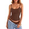 Tomwell Canottiera da donna Spaghetti Top Y2K Estivo a costine in pizzo Camisole Canotta 2026, marrone, XL