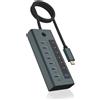 Hub usb Icy Box IB-HUB1457-C31 USB 3.2 tipo C 7 porte Blu/Grigio [61064]