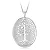 Tuscany Silver Collana con medaglione ovale da 20 x 31.5 mm Albero della Vita placcato rodio in argento sterling 925 su catena grumetta da 46 cm