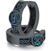 Aniu Uomo Orecchini Cerchio di Vichinghe Nero Celtiche Orecchini Cerchio Argento 925 Gioielli Amuleto Nordico per Uomo Donna