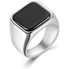 Joliernelle Anello da Uomo con Onice Nero in Acciaio Inox Chevalier, Regalo, Taglia 54 a 69, 67, Metallo, Zirconie sintetico