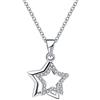 Belons - Collana da donna in argento Sterling 925 e con zirconi, con ciondolo a forma di stella doppia