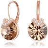 Clearine Scintillio Marrone Zirconia cubica Leverback Earrings, Rose Oro Palted Lampadario Dangle Goccia Earrings Valentines/Birthday/Christmas/Mothers Day Jewellery Gift for Mum/Women/Wife/Girlfriend