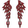 Clearine Art Deco Ala d'angelo Foglia Cluster Statement Orecchini pendente Chandelier Long Goccia Regalo per Donne Rosso Colore Nero-fondo