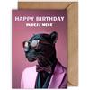 WBdesignz Biglietto di compleanno con busta, biglietto di compleanno Happy Birthday in Boss Mode, pantera nera con occhiali da sole in tuta, biglietto di auguri per compleanno (DIN A6)