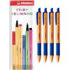 STABILO Penna a sfera pointball, spessore tratto 0,5 mm, ricaricabile e retrattile, confezione da 4 penne in confezione regalo, inchiostro blu