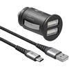 Goobay 64802 Caricatore USB a 2 porte per accendisigari 2,4 A - Adattatore USB dual per accendisigari - Caricatore dual per auto - adatto per autoveicoli e camion (12 V / 24 V) incluso 1 m di cavo USB