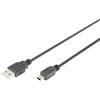 DIGITUS Cavo di collegamento USB 2.0-3,0 m - Da USB A (M) a USB Mini B (5 Pin) (M) - 480 Mbit/s - Blister - Nero