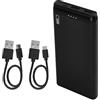 EMOS - ALPHA 10S Power Bank 10.000 mAh - Batteria esterna con Passthrough - 2 uscite USB-A, 1 ingresso micro USB - incl. 2 cavi dati USB - Auto ON/OFF - per iPhone, iPad, smartphone, tablet - nero