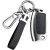 RXXR Custodia per chiavi auto nera per Ford Fiesta Focus Galaxy Kuga C-Max S-Max Mondeo MK4, custodia per chiave con telecomando pieghevole a 3 pulsanti con portachiavi