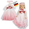 Heless 2680 - Vestito da Bambola Principessa d'inverno Lumi in Bianco e Rosa, con Corona e Mantello in Peluche, per Bambole di Dimensioni 35-45 cm