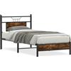 vidaXL Struttura letto senza materasso in rovere fumé 90x200 cm Materiale a base di legno
