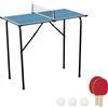Relaxdays Tavolo da ping-pong Relaxdays Mini, pieghevole, da interno, salvaspazio, L x P x A: 76 x 88 x 48 cm, MDF e acciaio, blu