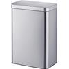 Relaxdays Cestino con sensore, 60 litri, coperchio elettrico, porta sacchetti, acciaio inossidabile, cestino da cucina, argento