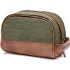 DRAKENSBERG Dopp Kit - Borsa da bagno classica, sacca da toilette per donna e uomo, sacchetto cosmetico, realizzata a mano in qualità premium, 5L, tela e pelle, verde oliva, DR00177