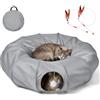 Odoland Tunnel per gatti con letto, pieghevole, per animali domestici, a forma di ciambella, rotondo, con spazio per dormire, per interni, gattini, conigli, cuccioli, piccoli animali