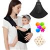 Sanilinwild Fascia Porta Bebè, Marsupio Regolabile per Neonati, Fascia Regolabile Facile Porta Bambini Comoda Fascia Avvolgente Porta Bebè Marsupio per Neonati da 3 a 36 Mesi (Nero)