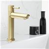 ReachMall Rubinetto per lavabo in acciaio inossidabile 304, rubinetto vintage per lavabo in oro spazzolato, rubinetto miscelatore per lavabo da bagno, per bagno, lavello (L)